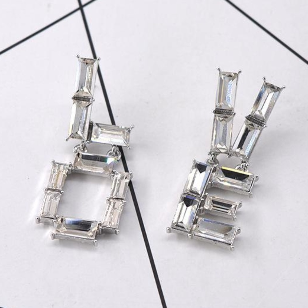 LOVE Rhinestone Drop Letter Earrings